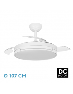 [TE-212591301] Ventilador Dc Papiro 59w Blanco 6 Velocidades 107Ø Seleccionable CTT con mando
